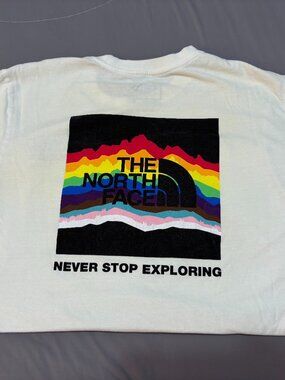 The North Face Pride Rainbow Never Stop Exploring White Graphic T-Shirt Small